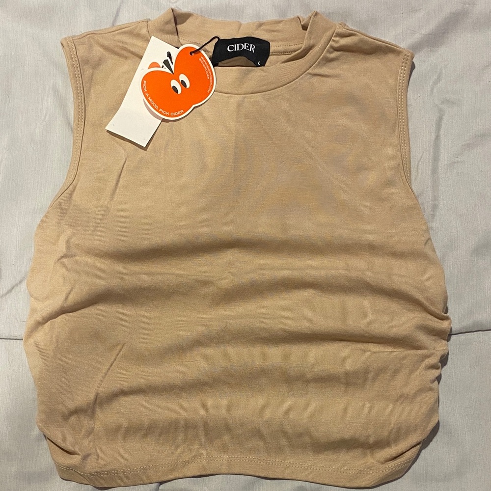Cider Beige Sleeveless Tank Top
